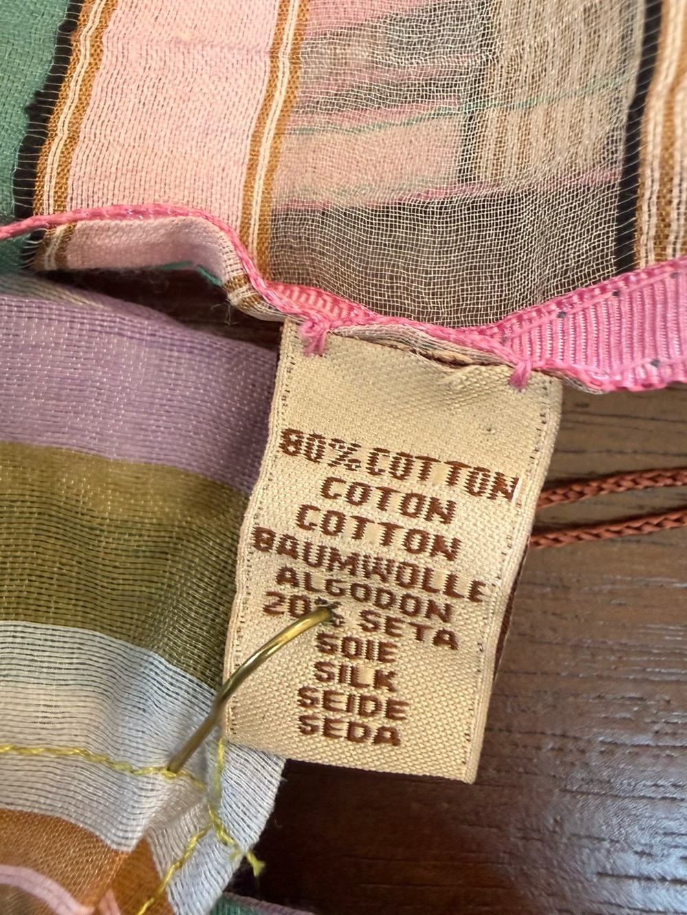 Sece di Jaipur Striped Embroidered Scarf - Pastel Stripes - Picture 3 of 4